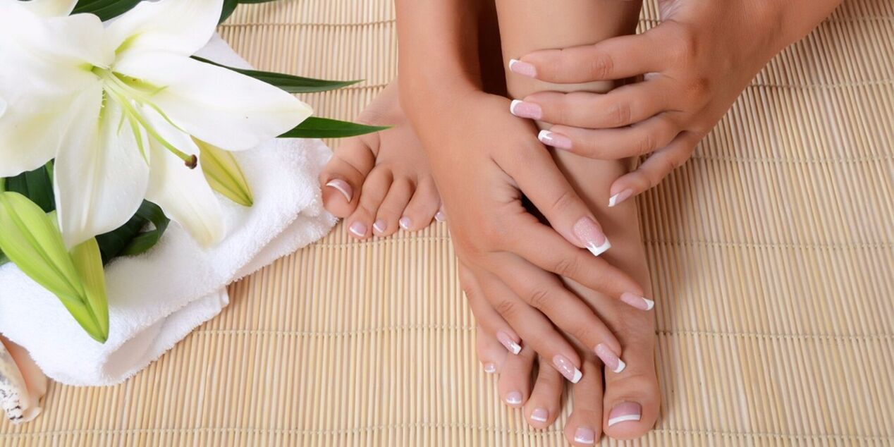 mans e pés sans despois do tratamento de fungos